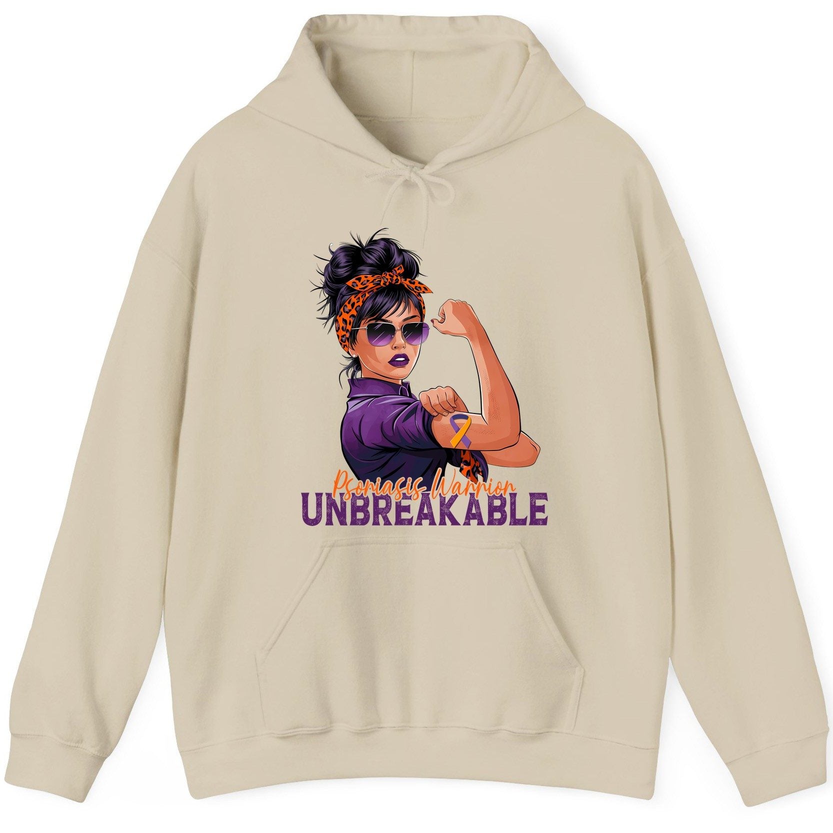 Psoriasis Warrior Unbreakable psoriasis awareness Hoodie Sand product mockup