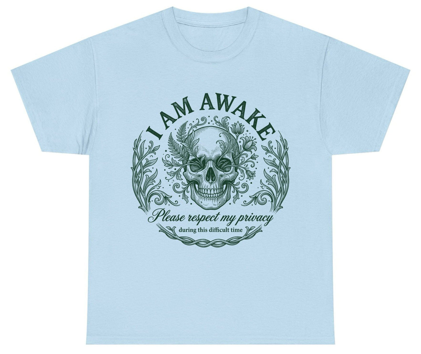 I Am Awake Please Respect My Privacy During This Difficult Time sarcastic skull Youth T-Shirt Light Blue product mockup