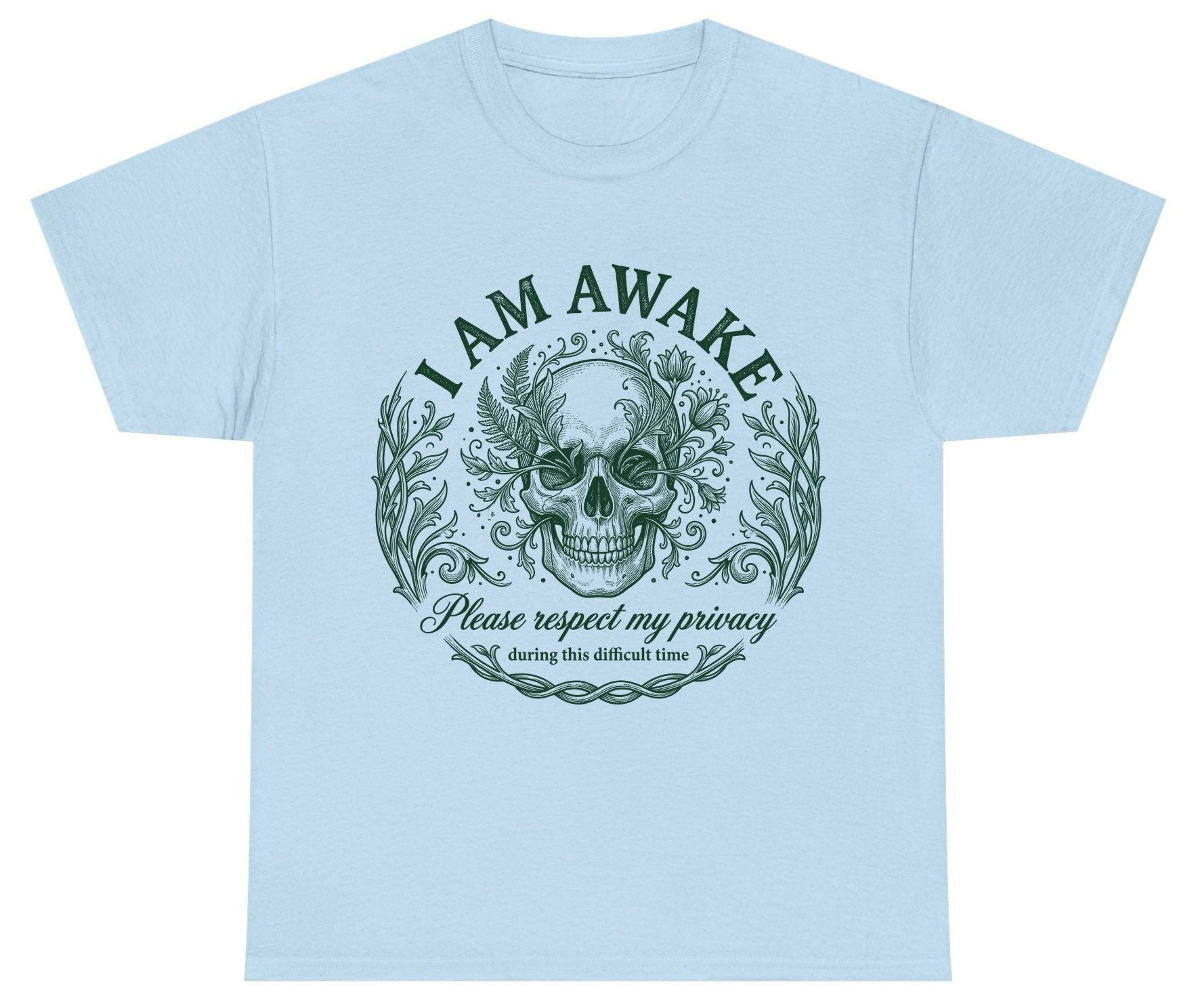 I Am Awake Please Respect My Privacy During This Difficult Time sarcastic skull Youth T-Shirt Light Blue product mockup