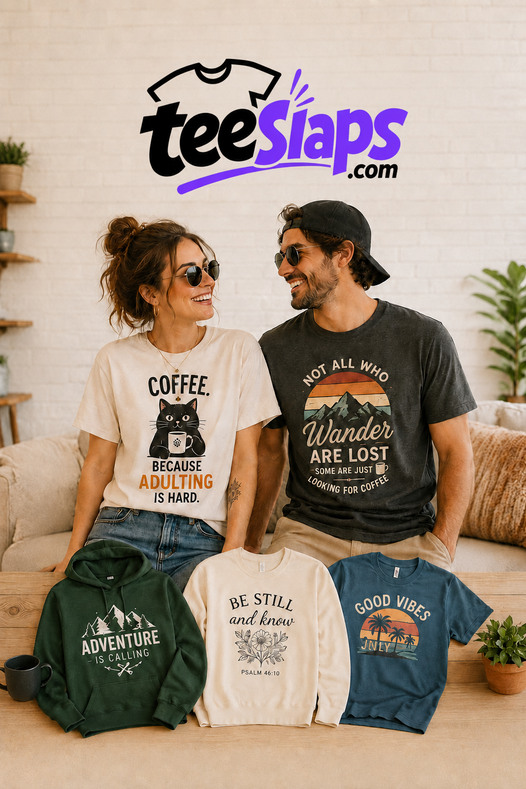 Graphic apparel organized by family, pets, professions and style