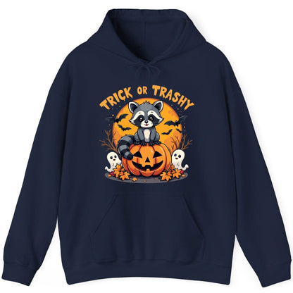 Trick or Trashy raccoon Hoodie Navy product mockup