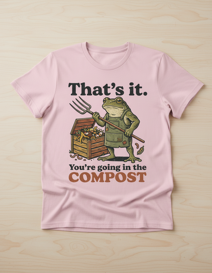 That's It You're Going In The Compost Frog T-Shirt - Light Pink