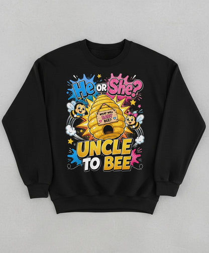 Uncle to Bee Gender Reveal Sweatshirt - product mockup - Black