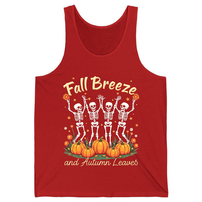 Fall Breeze and Autumn Leaves dancing skeletons Tank Top Red product mockup