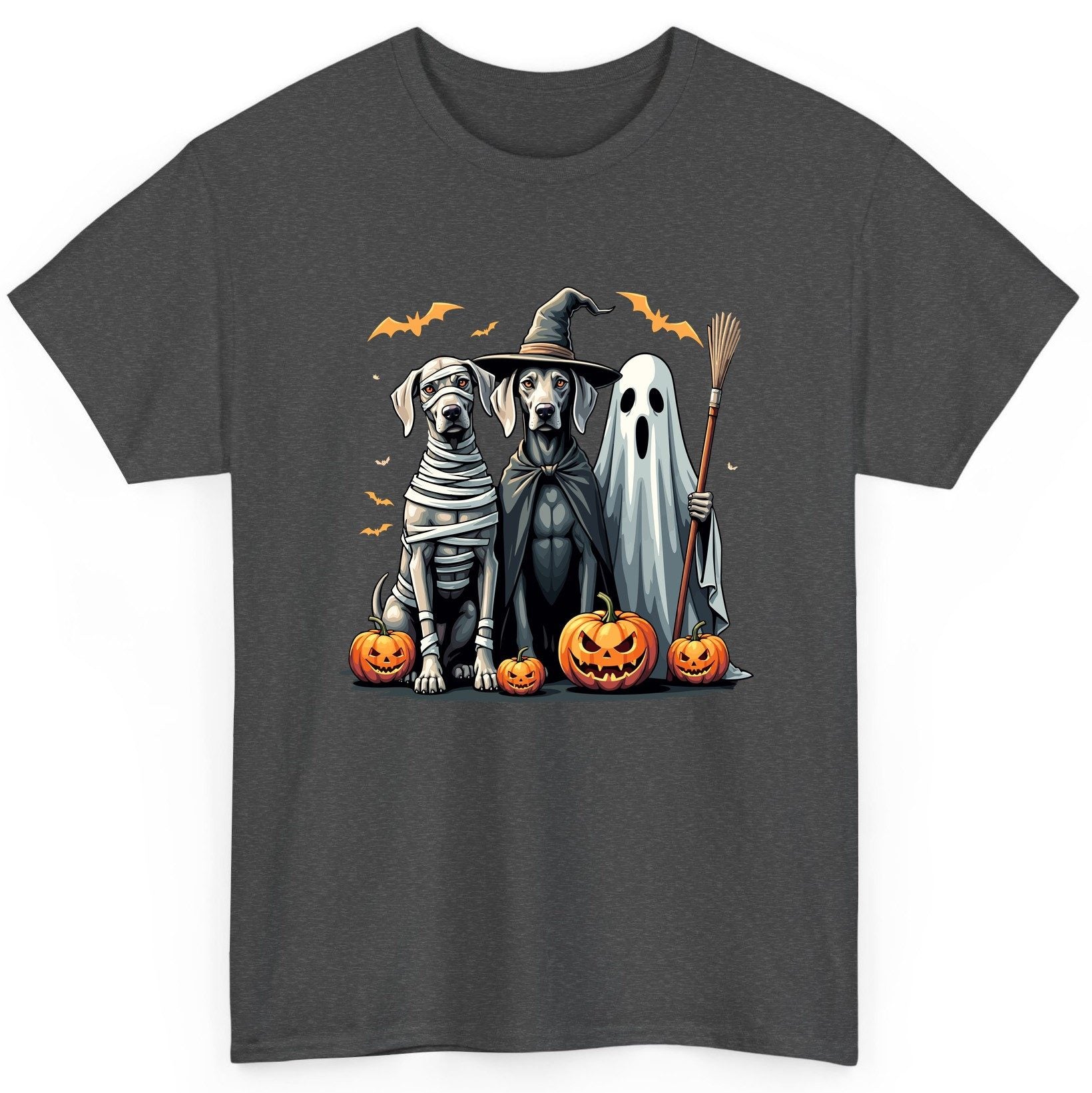 Halloween Weimaraner Dogs Halloween weimaraner dogs T-Shirt Dark Heather product mockup
