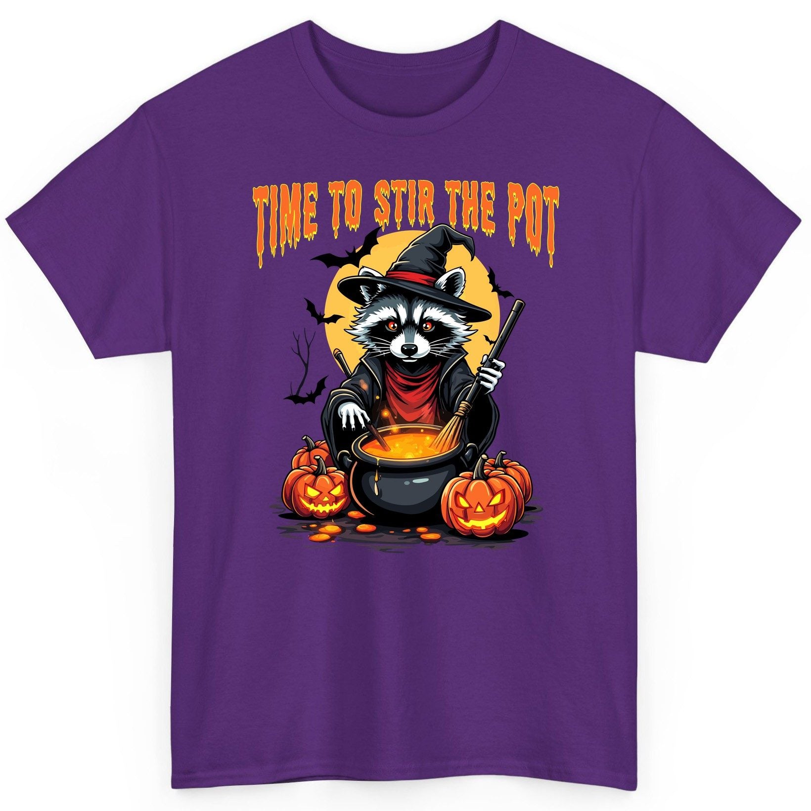 Time to Stir the Pot Halloween raccoon T-Shirt Purple product mockup