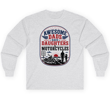 Awesome Dads Have Daughters & Motorcycles biker dad Long Sleeve Tee Ash product mockup