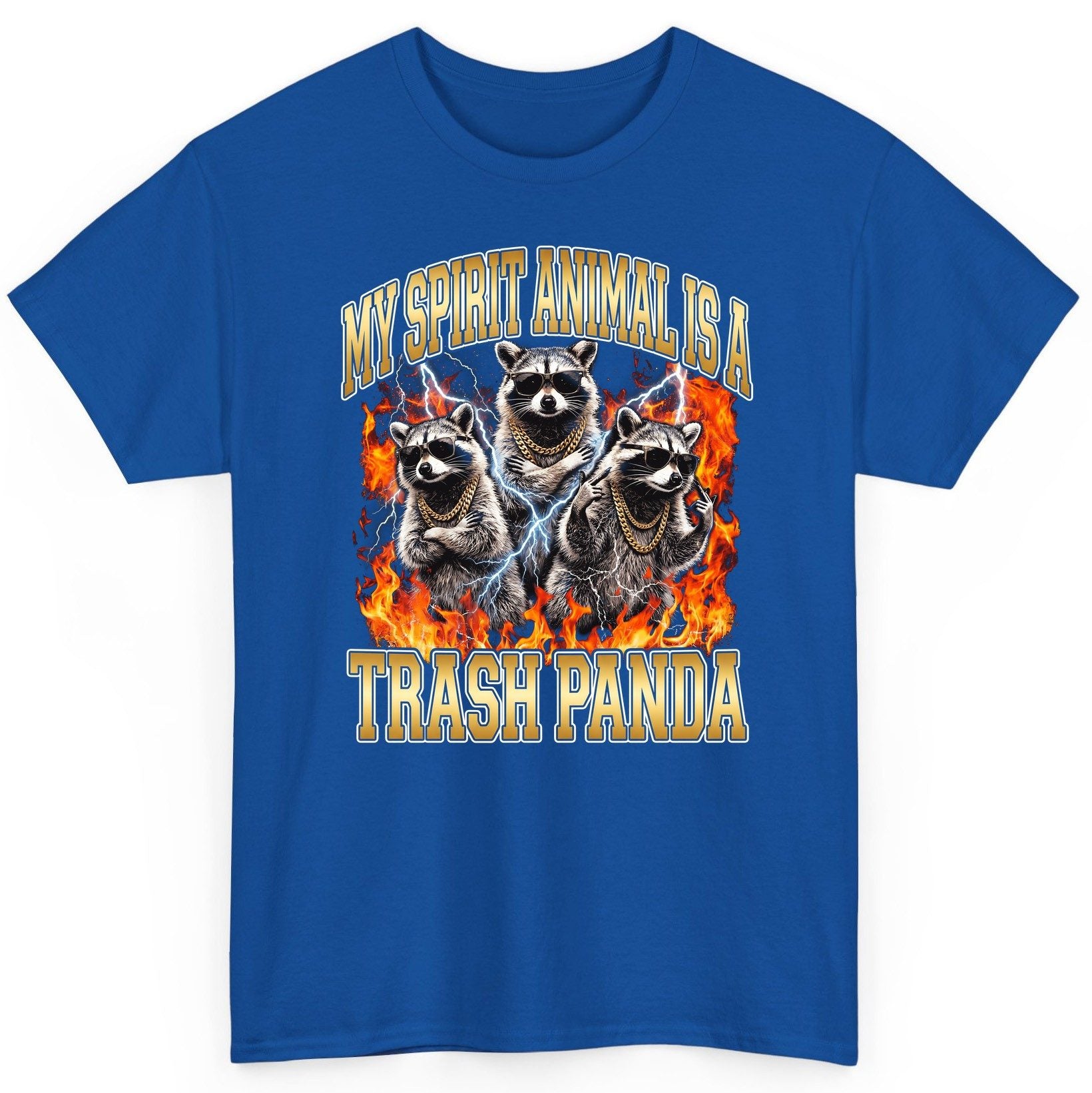 My Spirit Animal Is a Trash Panda raccoon T-Shirt Royal product mockup