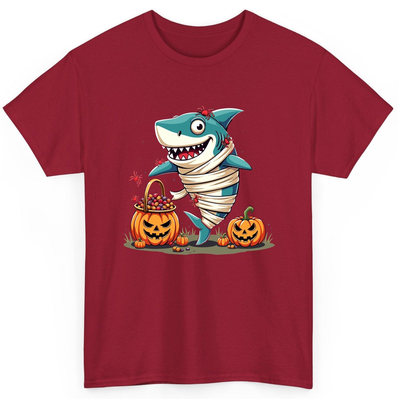 Mummy Shark Halloween shark T-Shirt Cardinal Red product mockup