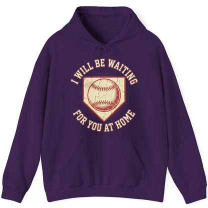 I Will Be Waiting for You at Home baseball Hoodie Purple product mockup