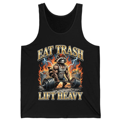 Eat Trash Lift Heavy raccoon Tank Top Black product mockup