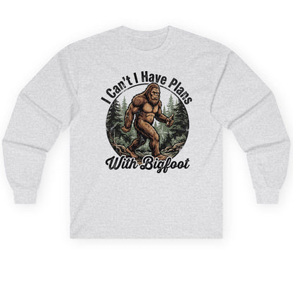 I Can't I Have Plans with Bigfoot bigfoot Long Sleeve Tee Ash product mockup