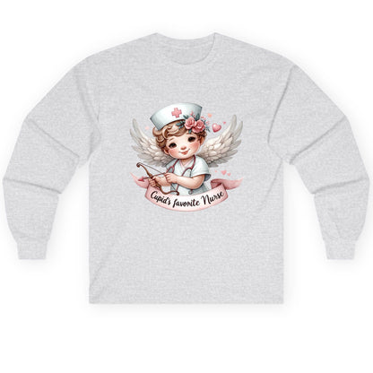 Cupid's Favorite Nurse cupid nurse Long Sleeve Tee Ash product mockup