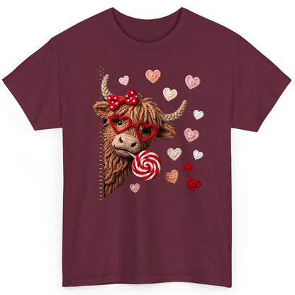 Crochet Valentine's Highland Cow highland cow T-Shirt Maroon product mockup