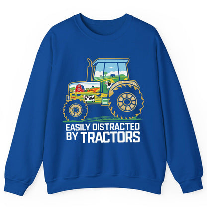 Easily Distracted by Tractors farming Sweatshirt Royal product mockup
