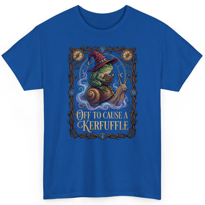 Off to Cause a Kerfuffle frog wizard T-Shirt Royal product mockup