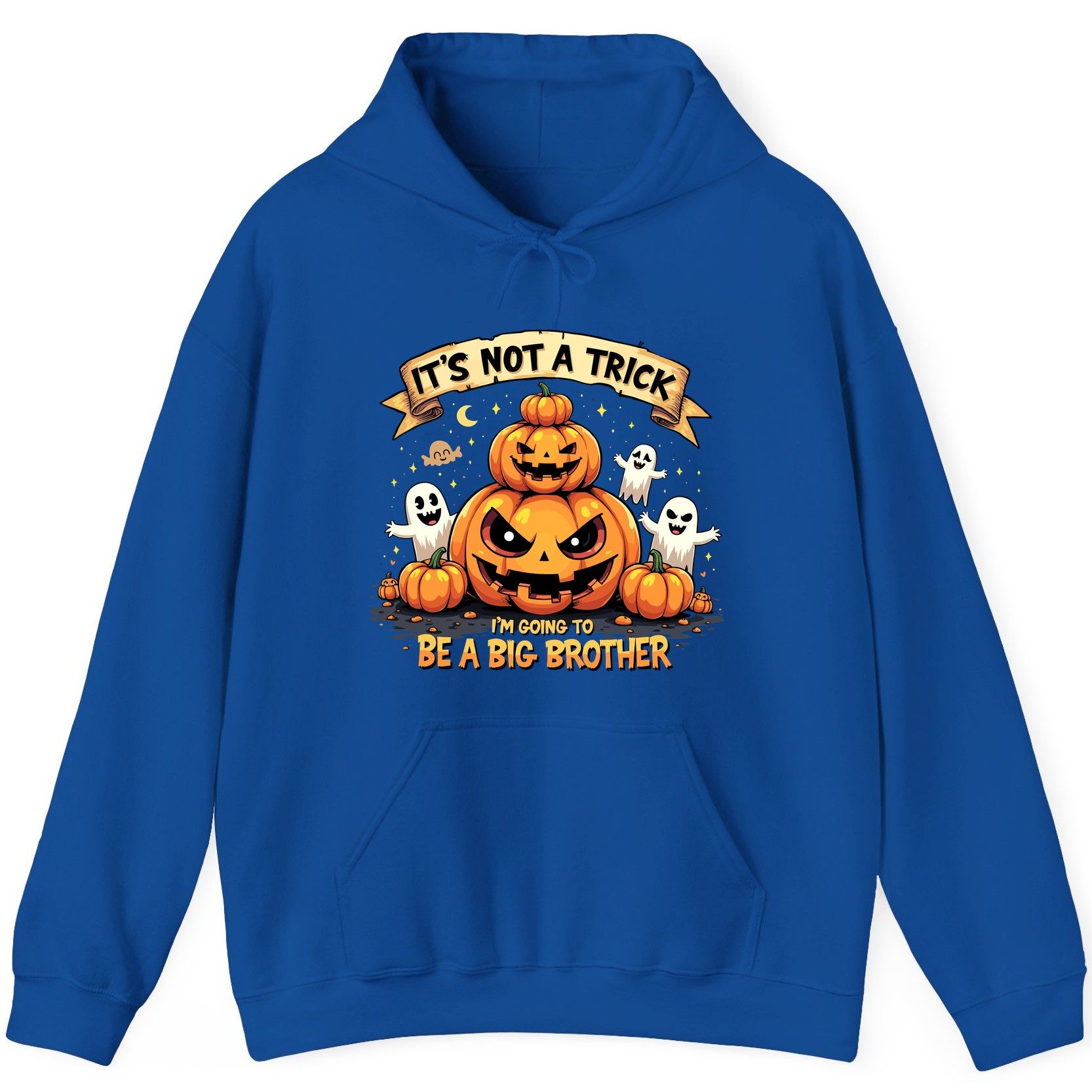 It's Not a Trick I'm Going to Be a Big Brother Halloween pregnancy announcement Hoodie Royal product mockup