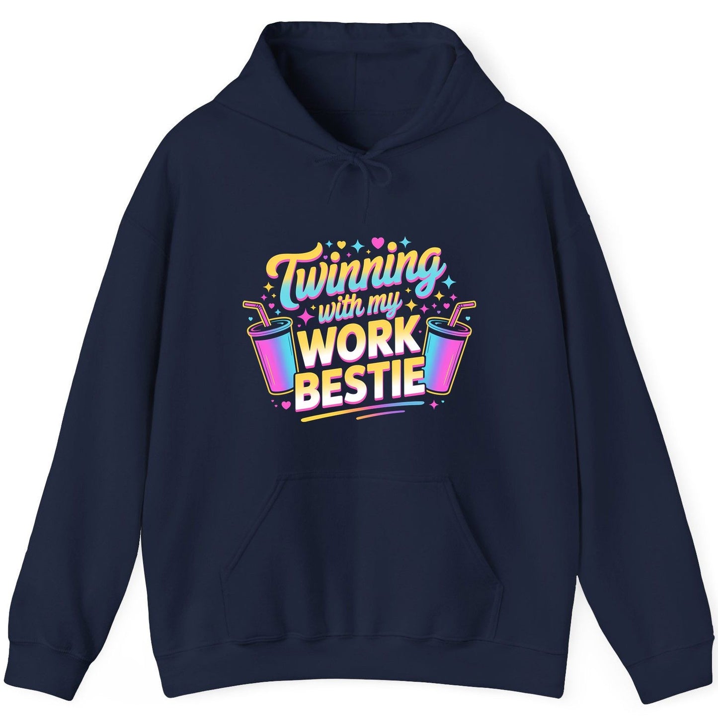 Twinning with My Work Bestie work friendship Hoodie Navy product mockup