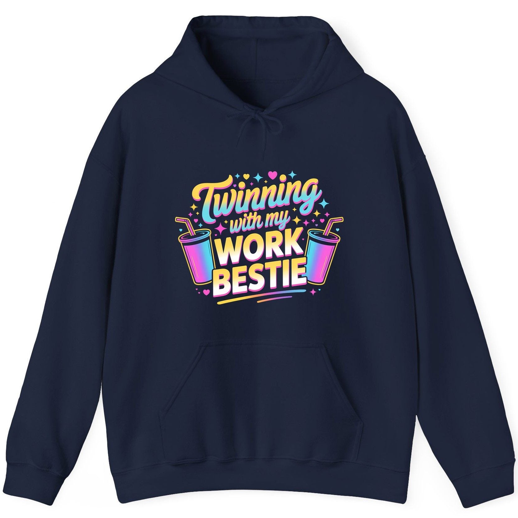 Twinning with My Work Bestie work friendship Hoodie Navy product mockup