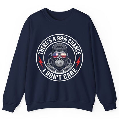 There's a 99% Chance I Don't Care sarcastic gorilla Sweatshirt Navy product mockup
