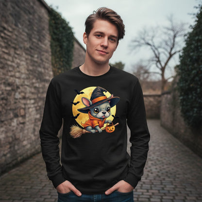 Cute Witch French Bulldog french bulldog Long Sleeve Tee Black lifestyle mockup