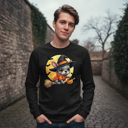 Cute Witch French Bulldog french bulldog Long Sleeve Tee Black lifestyle mockup