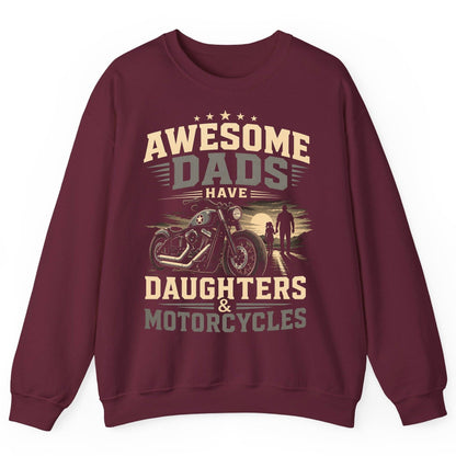 Awesome Dads Have Daughters & Motorcycles biker dad Sweatshirt Maroon product mockup