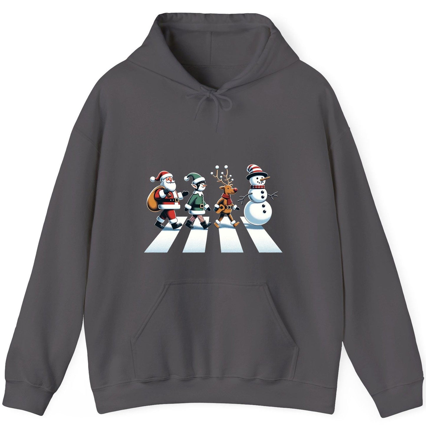 Christmas Abbey Road Parody Christmas abbey road parody Hoodie Charcoal product mockup