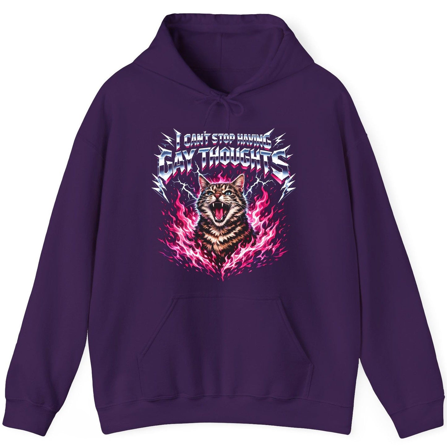 I Can't Stop Having Gay Thoughts cat Hoodie Purple product mockup