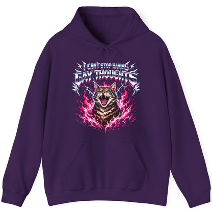 I Can't Stop Having Gay Thoughts cat Hoodie Purple product mockup