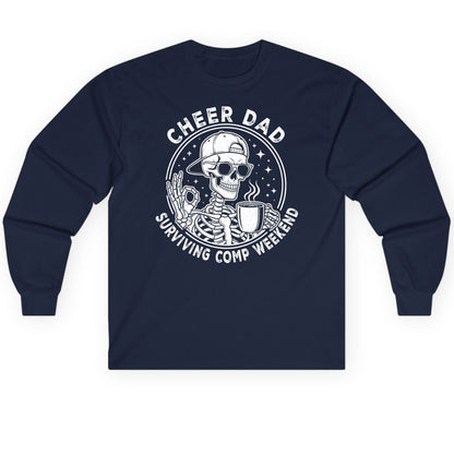 Cheer Dad Surviving Comp Weekend cheer dad Long Sleeve Tee Navy product mockup