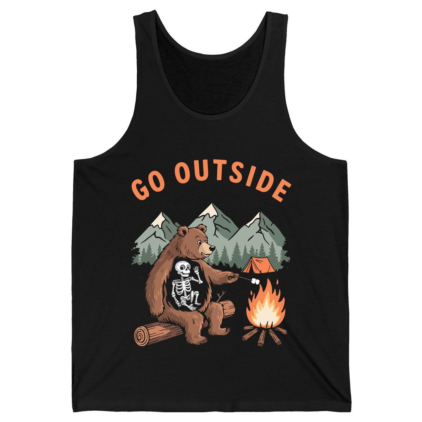 Go Outside funny bear Tank Top Black product mockup