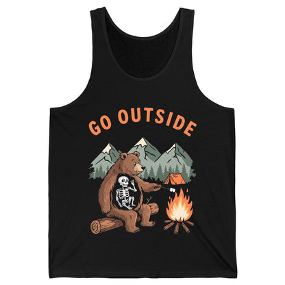 Go Outside funny bear Tank Top Black product mockup