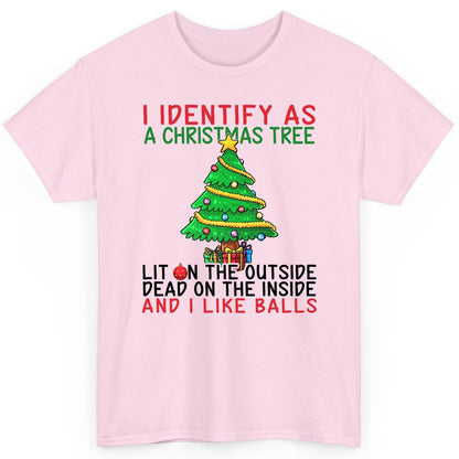 I Identify as a Christmas Tree and I Like Balls Christmas humor T-Shirt Light Pink product mockup