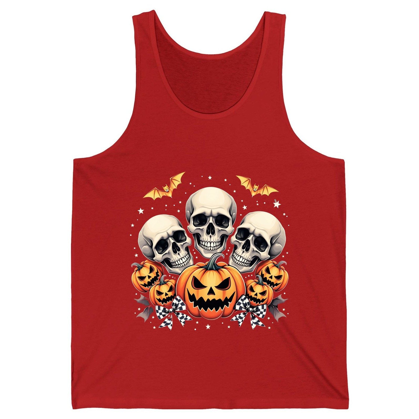 Skulls and Pumpkins Halloween Halloween Tank Top Red product mockup