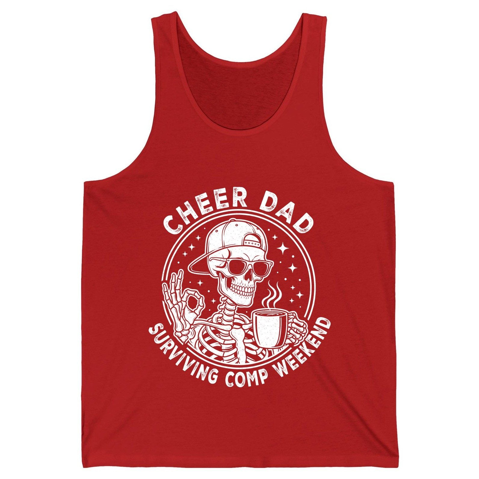 Cheer Dad Surviving Comp Weekend cheer dad Tank Top Red product mockup