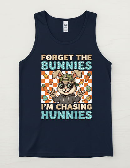 Funny Cool Easter Bunny Chasing Hunnies Design Tank Top - Navy