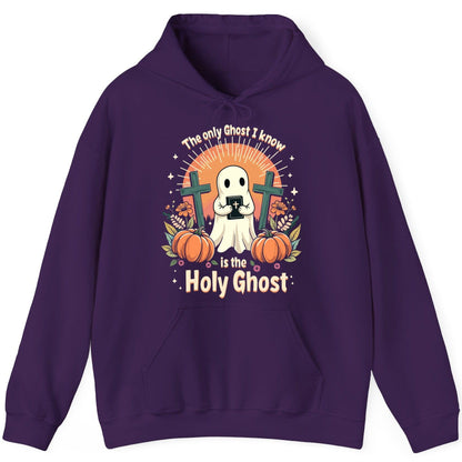 The Only Ghost I Know Is the Holy Ghost christian Halloween Hoodie Purple product mockup