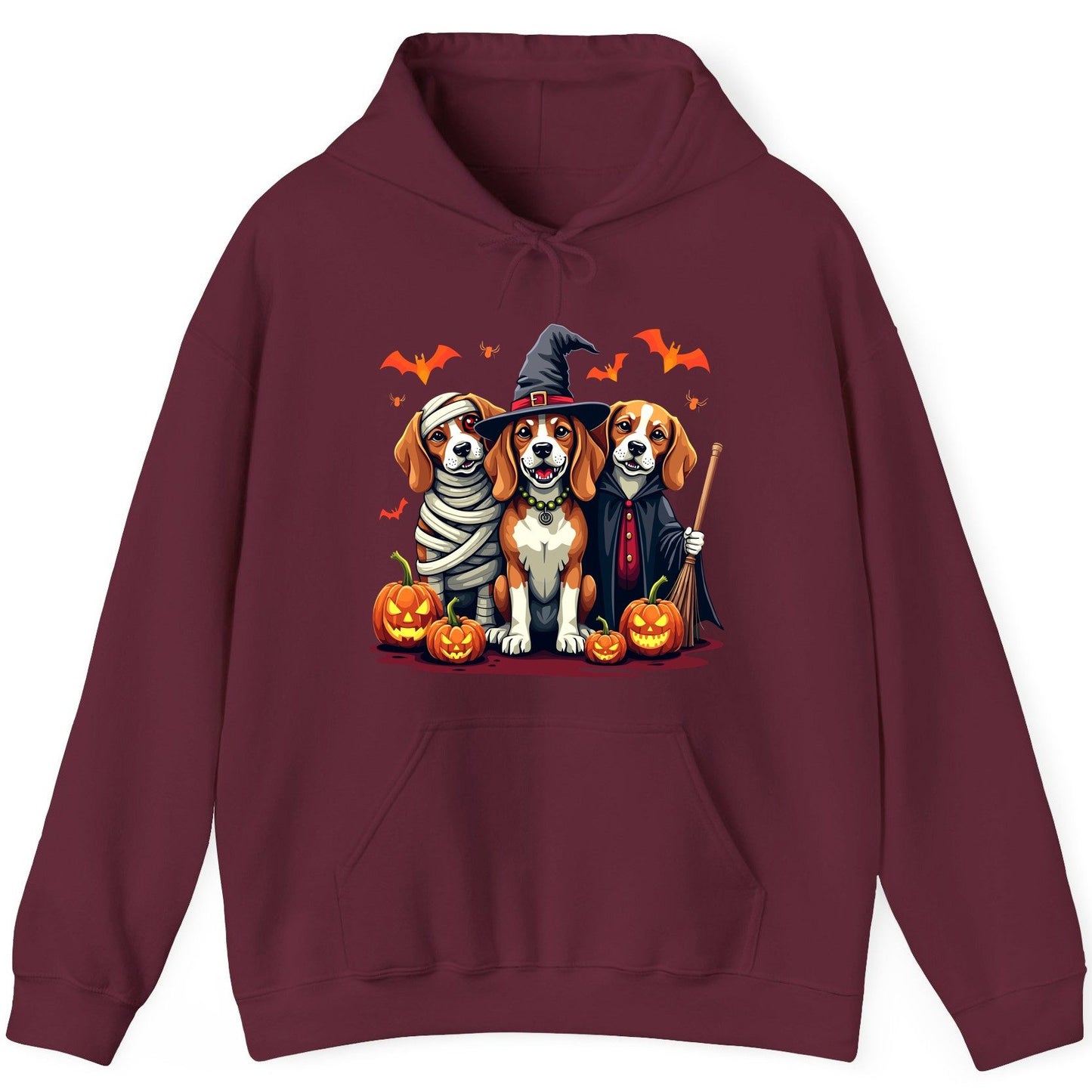 Halloween Beagles Costume beagles in Halloween costumes Hoodie Maroon product mockup