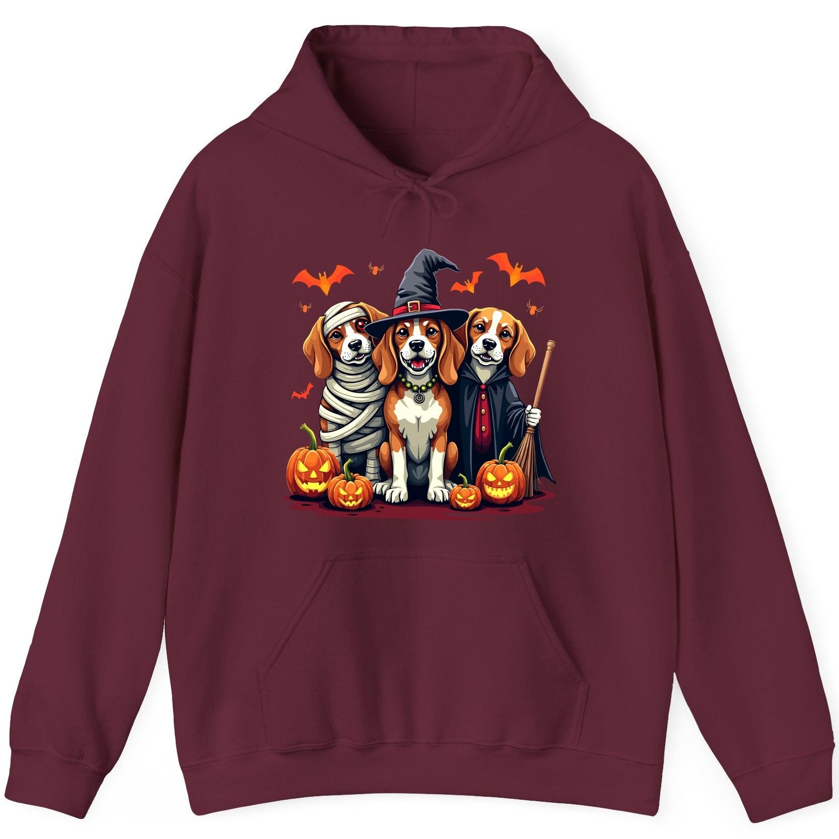 Halloween Beagles Costume beagles in Halloween costumes Hoodie Maroon product mockup