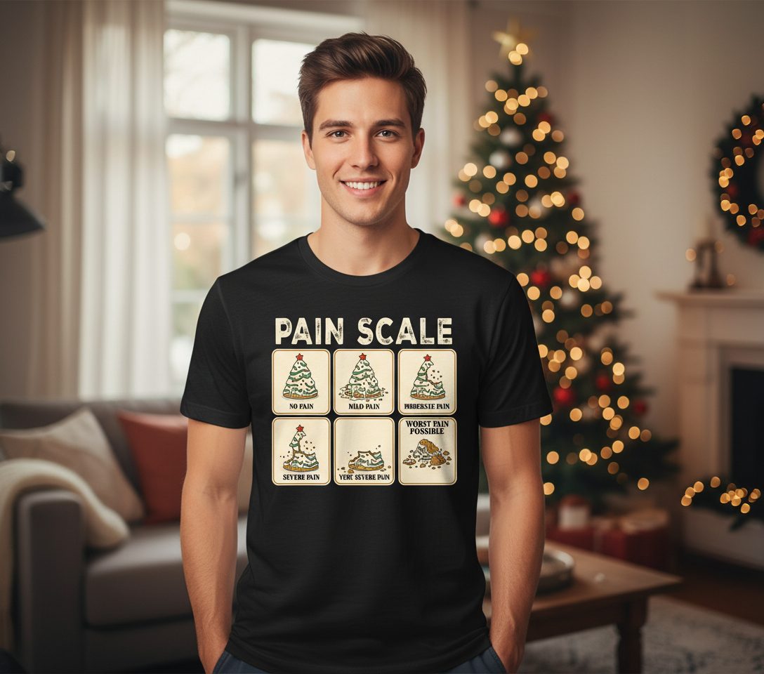 Pain Scale Christmas cookie pain scale T-Shirt Black lifestyle mockup