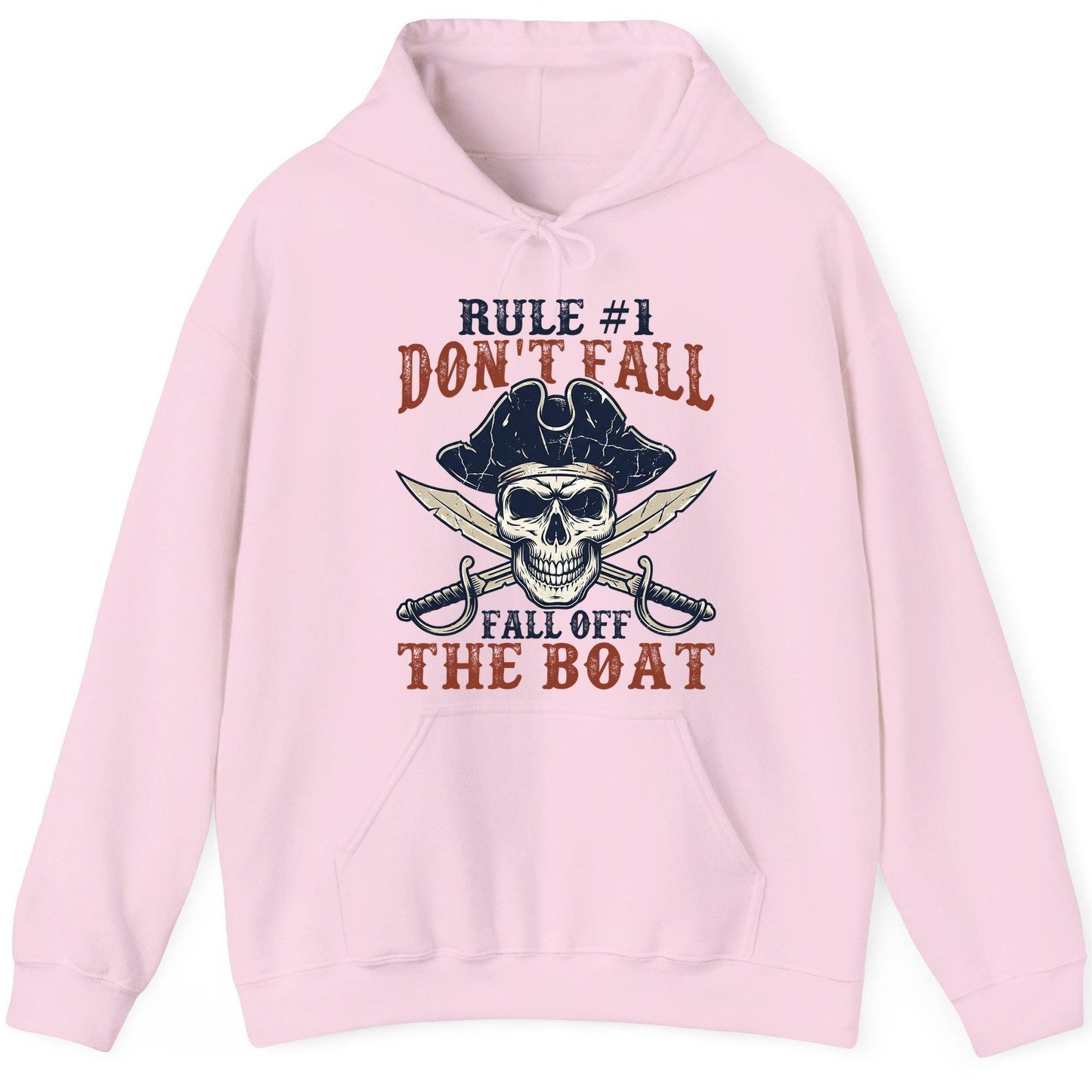 Rule 1 Don't Fall Off the Boat pirate Hoodie Light Pink product mockup