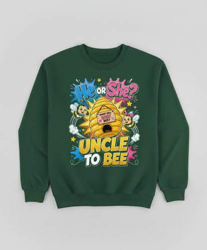 Uncle to Bee Gender Reveal Sweatshirt - product mockup - Forest Green