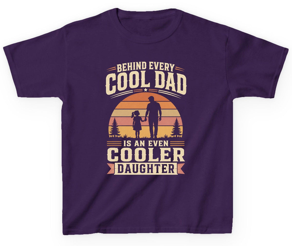 Behind Every Cool Dad Is an Even Cooler Daughter father and daughter Youth T-Shirt Purple product mockup