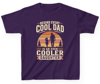 Behind Every Cool Dad Is an Even Cooler Daughter father and daughter Youth T-Shirt Purple product mockup