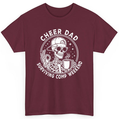 Cheer Dad Surviving Comp Weekend cheer dad T-Shirt Maroon product mockup