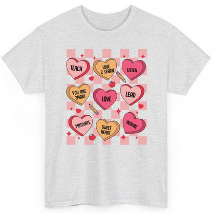 Inspirational Teacher Conversation Hearts teacher appreciation T-Shirt Ash product mockup