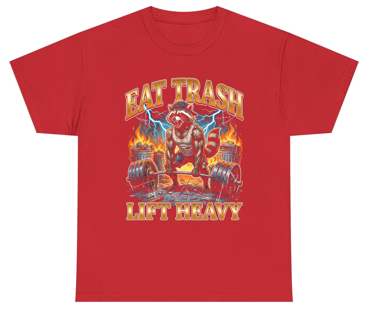 Eat Trash Lift Heavy raccoon Youth T-Shirt Red product mockup