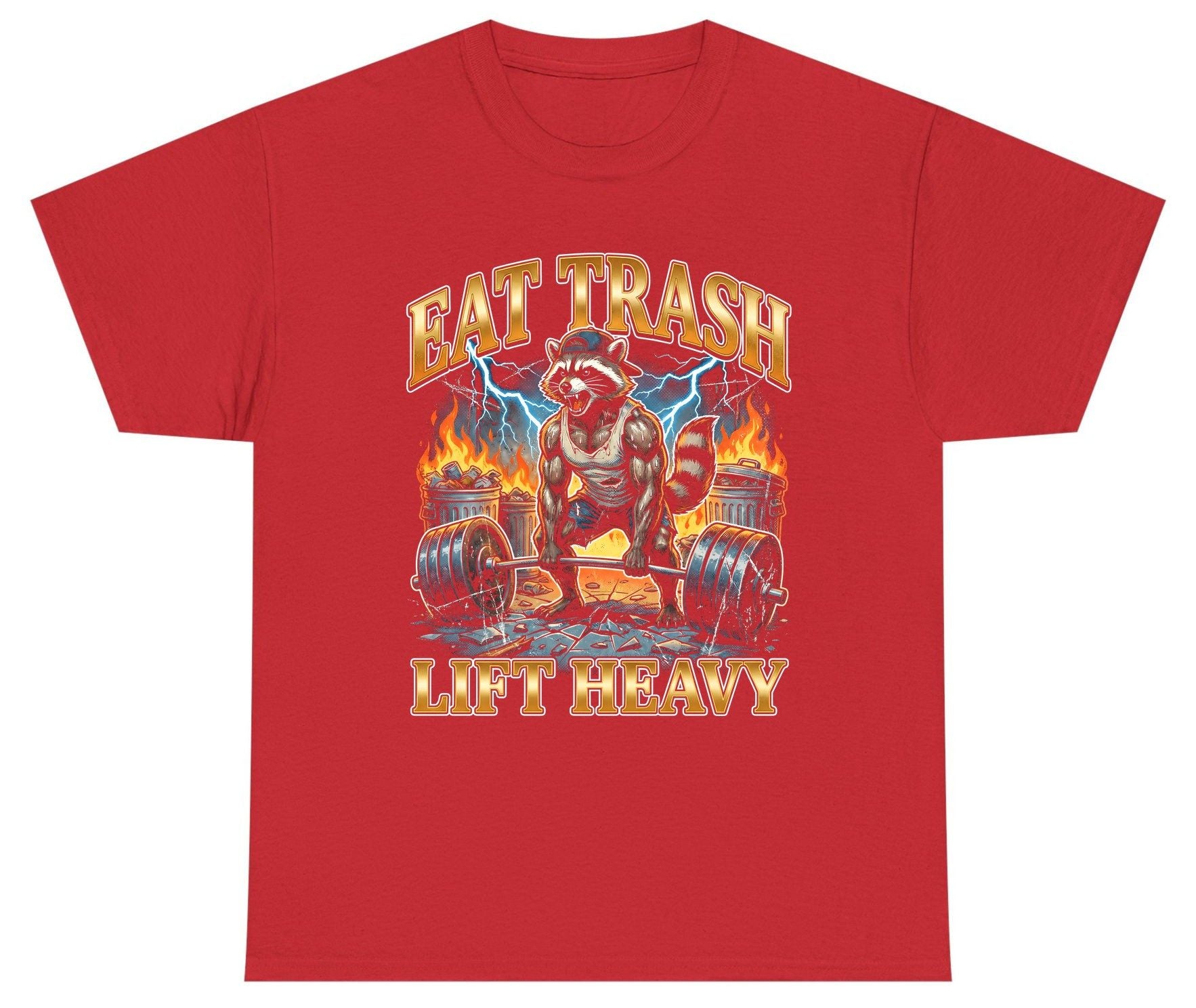 Eat Trash Lift Heavy raccoon Youth T-Shirt Red product mockup