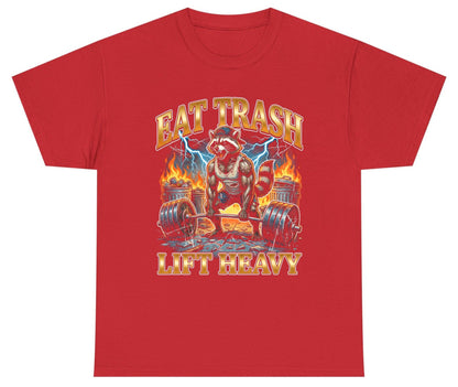 Eat Trash Lift Heavy raccoon Youth T-Shirt Red product mockup